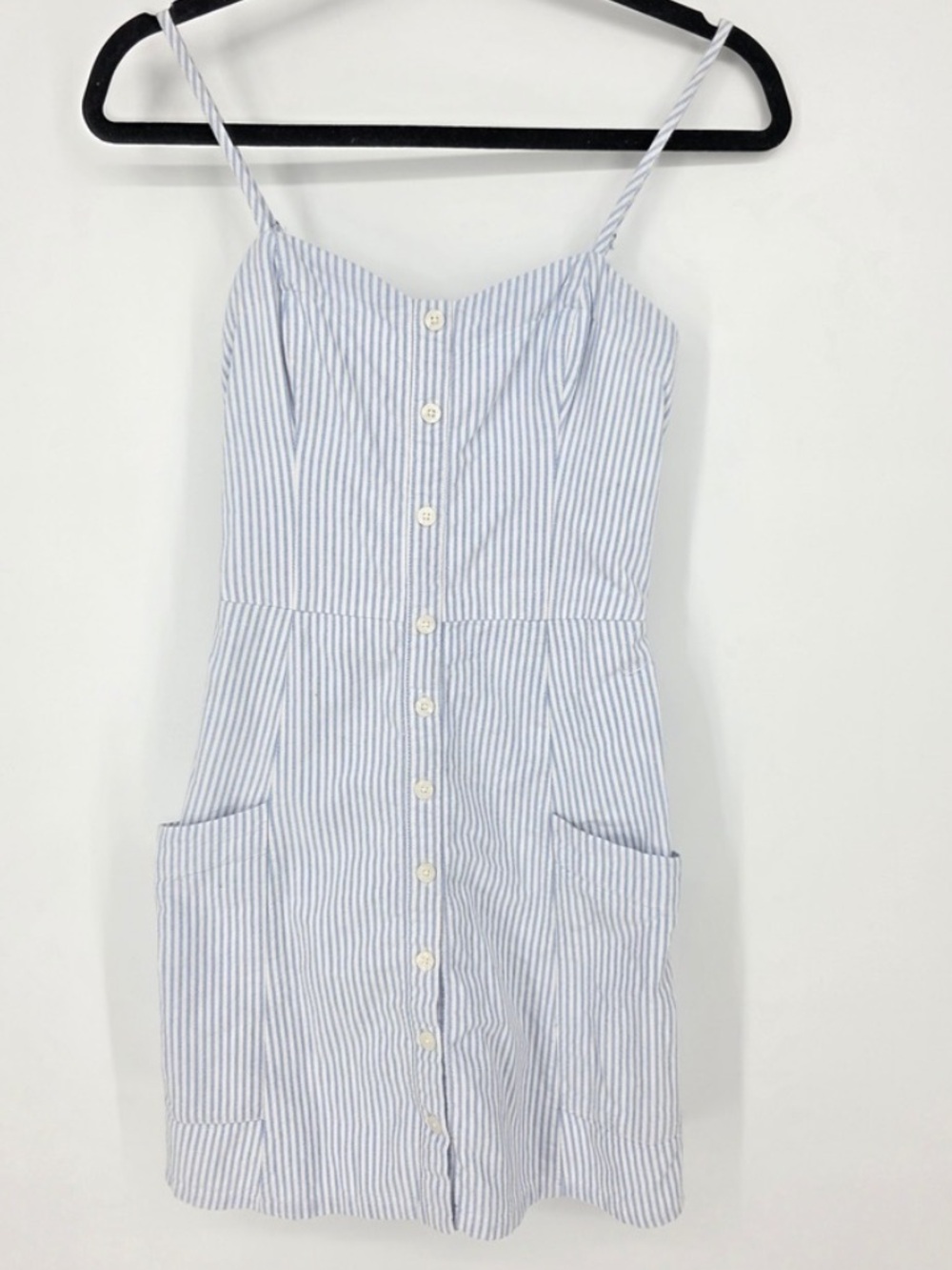 Abercrombie & Fitch Blue and White Striped Button-Front Mini Dress